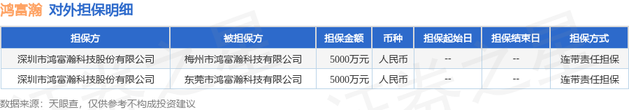 鸿富瀚披露2笔对外担保，被担保公司达2家