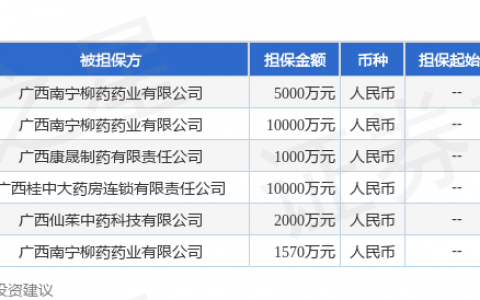 柳药集团披露6笔对外担保，被担保公司4家