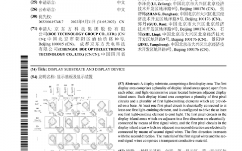 京东方Ａ获得国际专利授权：“显示基板及显示装置”