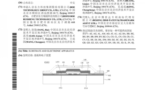 京东方Ａ公布国际专利申请：“基板和电子装置”