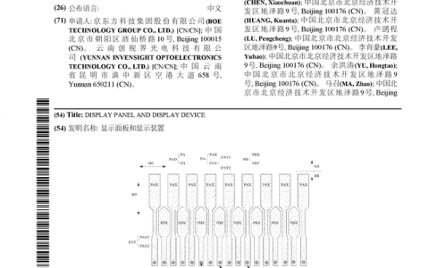 京东方Ａ公布国际专利申请：“显示面板和显示装置”