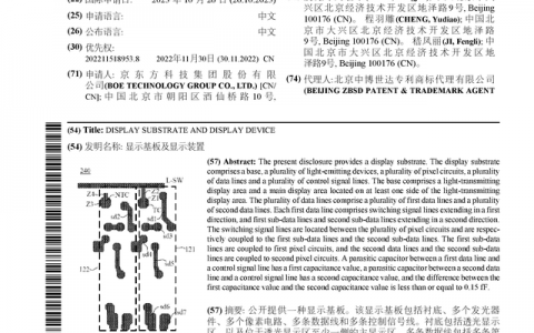 京东方Ａ公布国际专利申请：“显示基板及显示装置”
