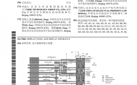 京东方Ａ公布国际专利申请：“显示面板和显示装置”