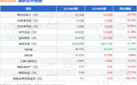 威胜信息（688100）2024年中报简析：营收净利润同比双双增长