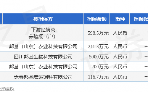 邦基科技披露5笔对外担保，被担保公司5家