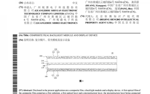 视源股份公布国际专利申请：“复合膜片、背光模组及显示设备”