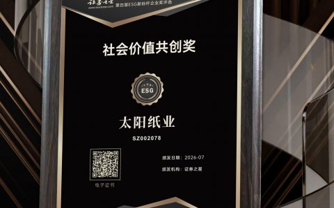 太阳纸业荣获证券之星社会价值共创奖