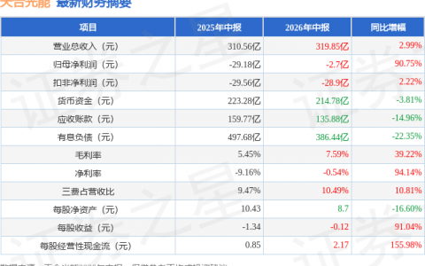 天合光能（688599）2026年中报简析：营收上升亏损收窄，盈利能力上升